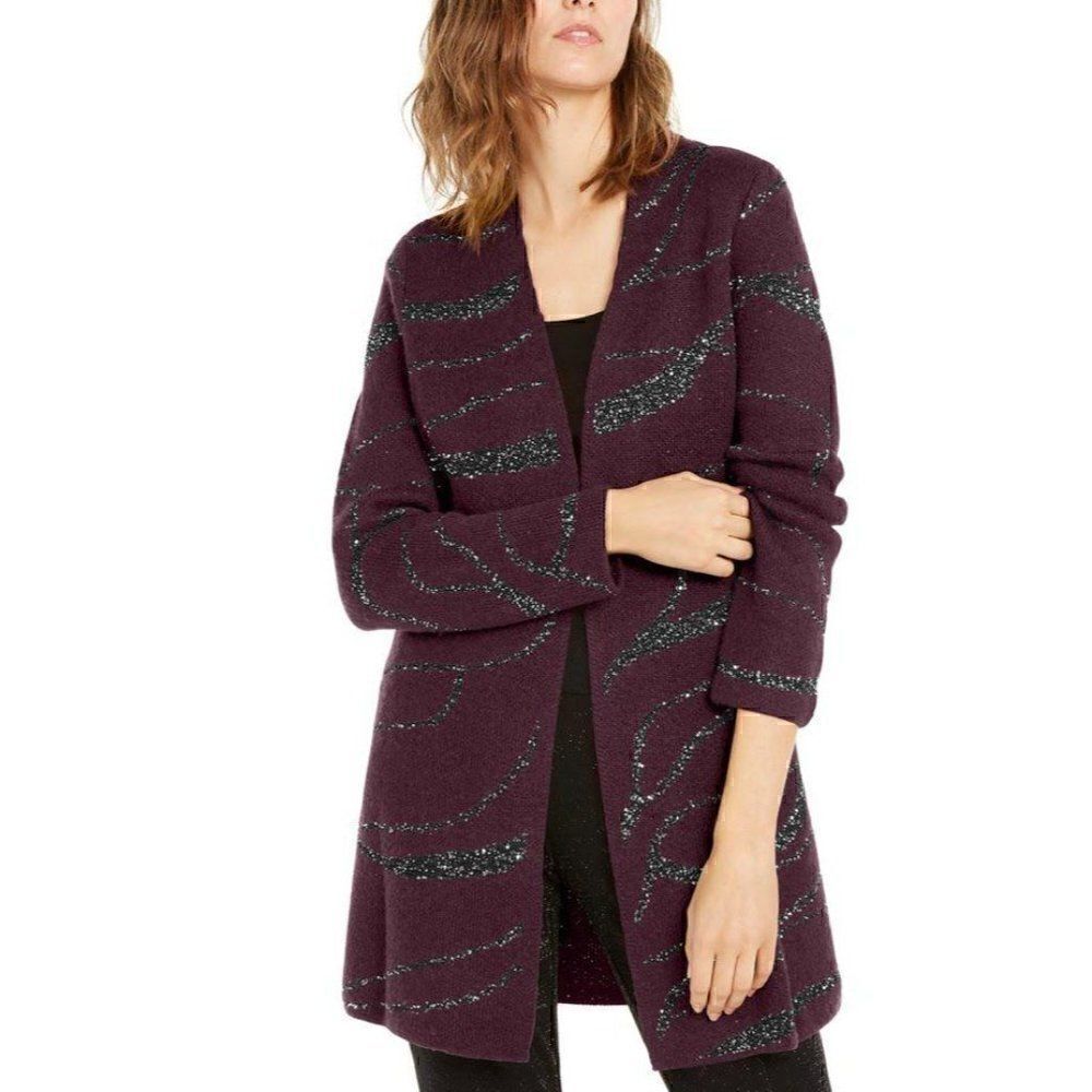 Alfani Cardigan Sweater Small Open-Front Sequins - Picture 7 of 8